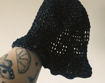 Onyx - Witchy Sparkly Handmade Crochet Bucket Hat