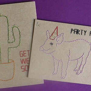 Stitch & Share - Faites-le vous-même en cousant des cartes: Rétablissez-vous bientôt / Party animal