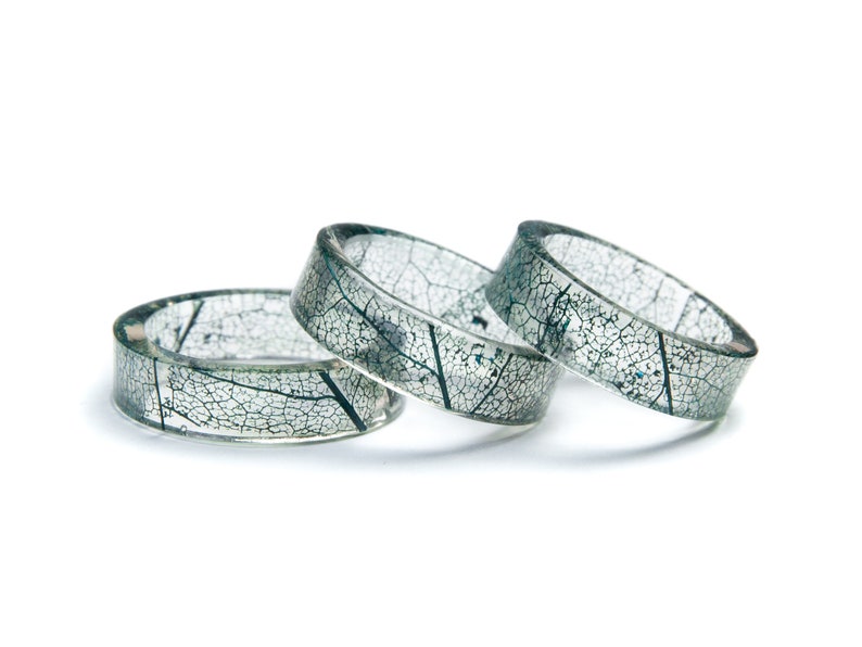 Nature Inspired Ring Real Leaf Ring Band Skeleton Leaf Ring Resin Green Resin Ring Green Leaf Ring Nature Ring Women Botanical Resin