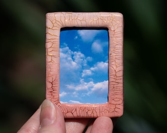 Tiny Cute Baby Pink Distressed Polymer Clay Picture Frame