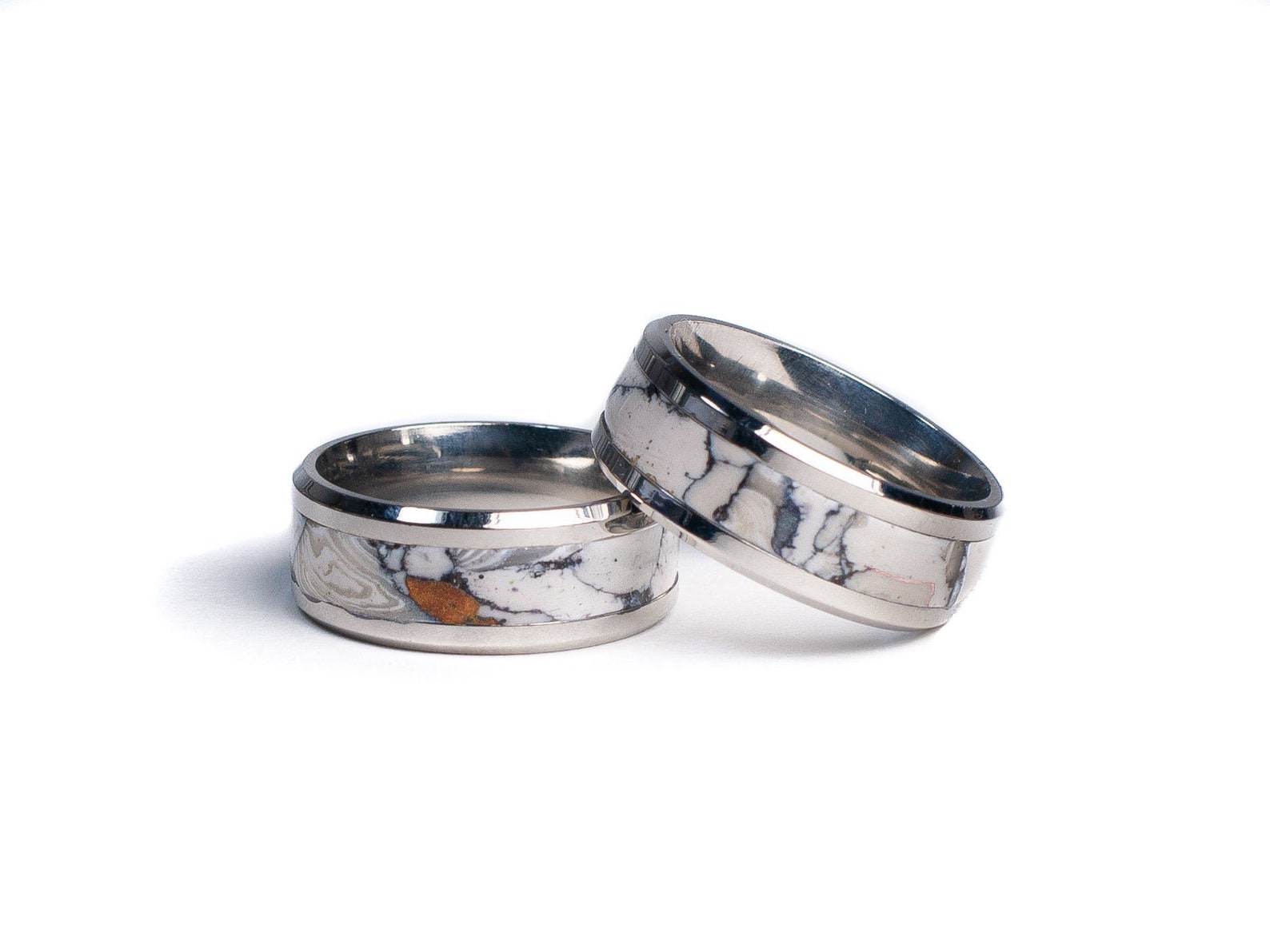 Polymer Clay Marble Ring, Inlay Ring for Him and Her, Faux Marble