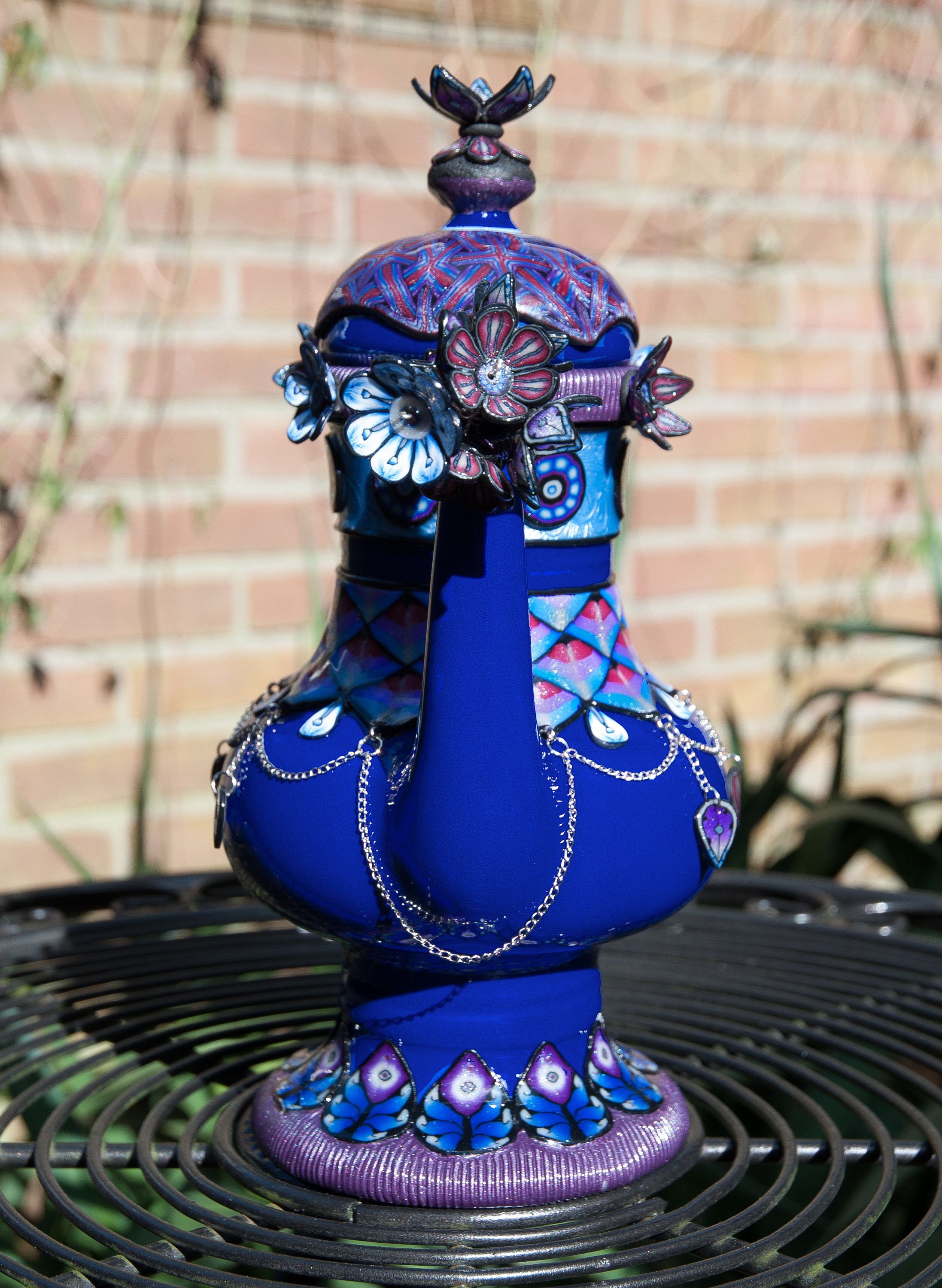 Polymer Clay Covered Ceramic Coffee Pot, Unique Teapots, Whimsical