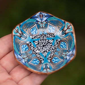Polymer Clay Mini Decorative Ring Dish, Unique Tiny Jewelry Tray
