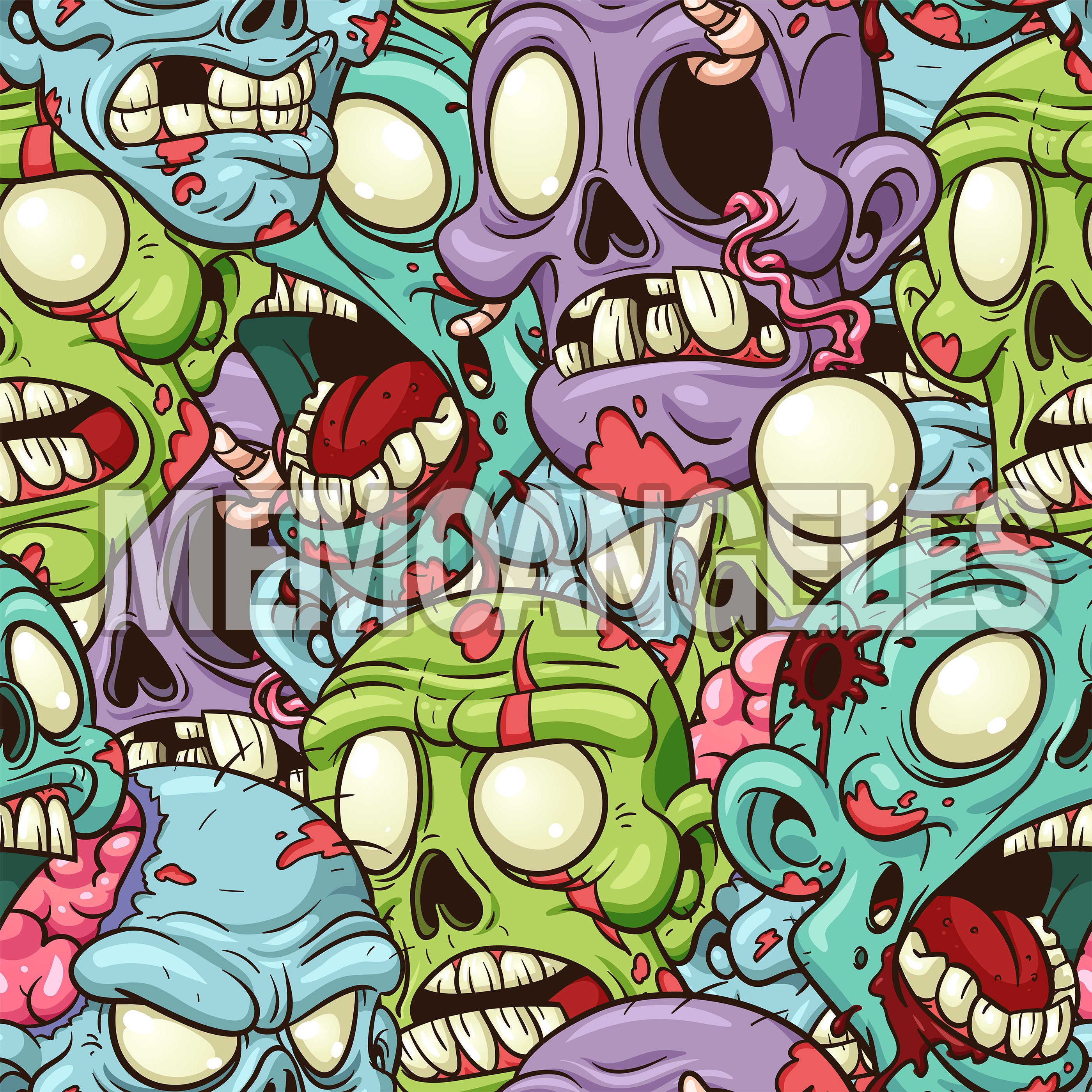 Seamless zombie pattern Etsy