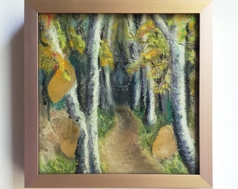 In A Yellow Wood  - Original Oil Pastel