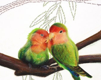 Lovebirds Textual Giclee Print