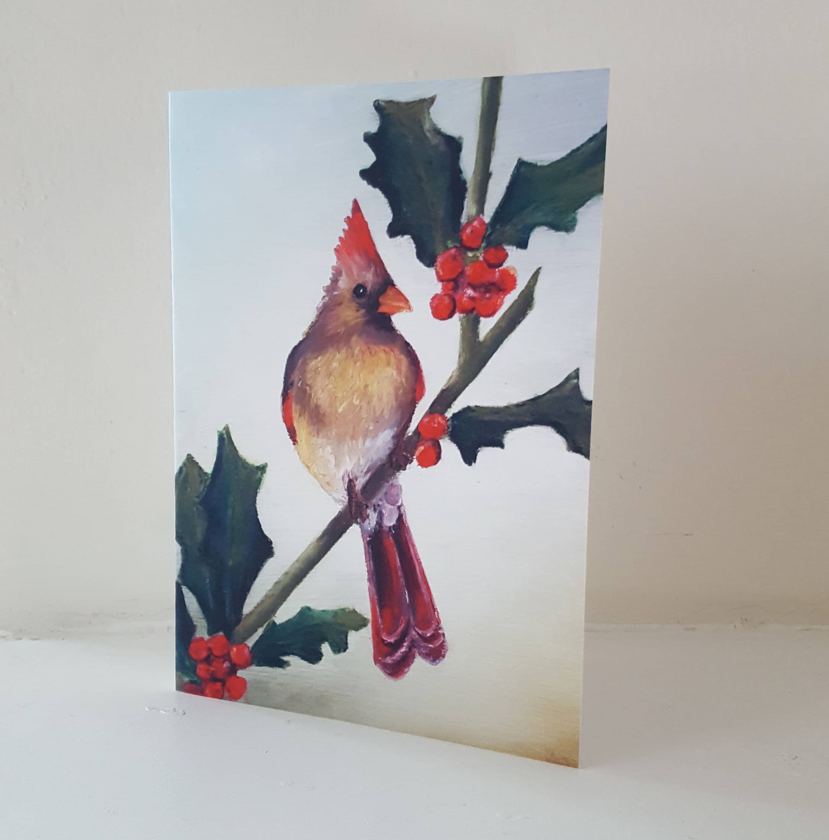 Cardinal and Holly Christmas Card Etsy