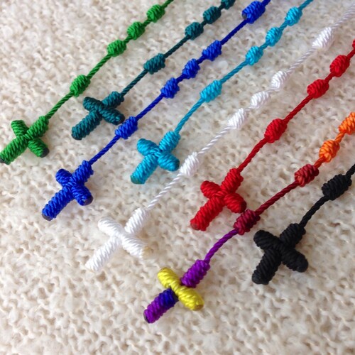 Handmade Knotted Rosary Nylon Cord Rosary Bracelet – Buy 2 Get 1 Free, USA Seller