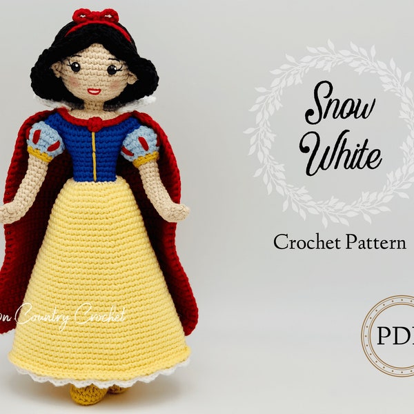 PDF PATRON AU CROCHET Poupée Blanche-Neige // Amigurumi // Poupée Crochet // Princesse Crochet // Fairy Tale Crochet // Blanche-Neige Poupée Crochet