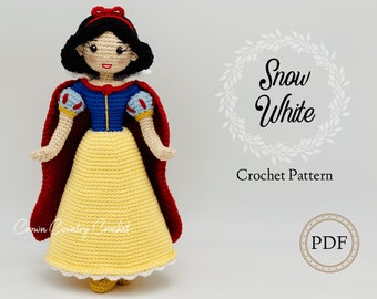 PDF CROCHET PATTERN Snow White Doll // Amigurumi // Doll Crochet // Princess Crochet // Fairy Tale Crochet // Snow White Doll Crochet