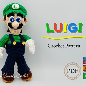 PDF CROCHET PATTERN Luigi Doll // Gamer Crochet // Nostalgic Crochet // Mario Crochet // Amigurumi // Boy Doll Crochet Pattern image 1