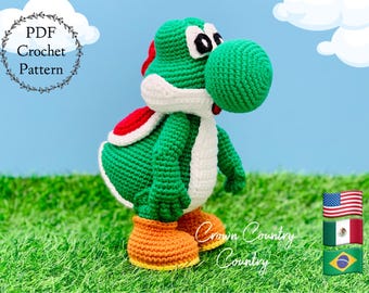 Yoshi Crochet Pattern: Dinosaur Fan Art Toy (PDF Pattern)