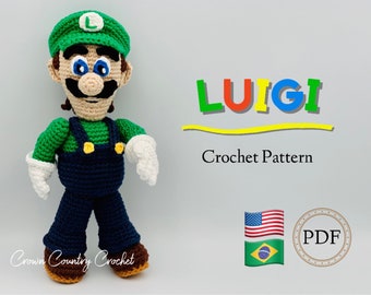 PDF CROCHET PATTERN Luigi Doll // Gamer Crochet // Nostalgic Crochet // Mario Crochet // Amigurumi // Boy Doll Crochet Pattern