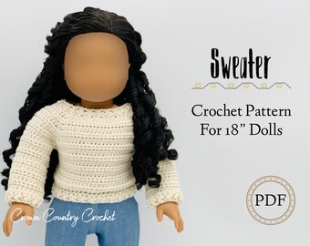 Sweater Crochet Pattern: 18&quot; Doll Clothes (PDF Pattern)