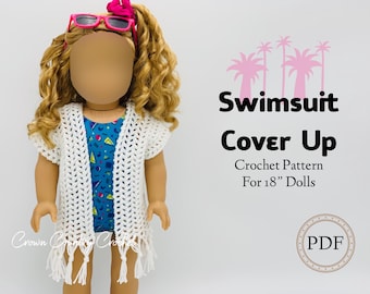 Swimsuit Cover Up Crochet Pattern: 18" Doll Clothes (PDF Pattern)