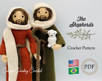 Shepherd Doll Crochet Pattern: Nativity Scene, Sheep (PDF Pattern)
