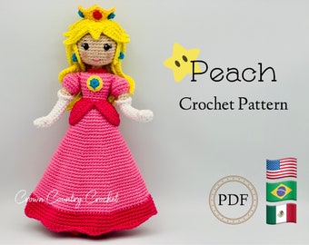 PDF CROCHET PATTERN Peach Doll // Princess Crochet // Video Game Crochet // Mario Crochet // Doll Crochet // Amigurumi Doll Pattern