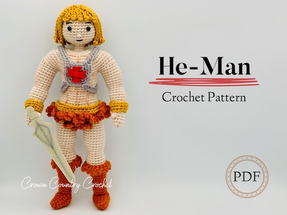 PDF CROCHET PATTERN He man Doll Superhero Crochet Pattern