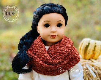 PDF CROCHET PATTERN Harvest Infinity Scarf for American Girl and 18" Dolls // Doll Clothes Crochet // Doll Scarf Crochet Pattern