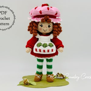 PDF MOTIF AU CROCHET Poupée fille fraise // Crochet classique // Crochet rétro // Poupée fraise // Amigurumi // Crochet pour enfants image 1