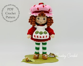 PDF HÄKELANLEITUNG Erdbeer Mädchen // Klassische Häkelanleitung // Retro Häkelanleitung // Erdbeer Puppe // Amigurumi // Kinder häkeln