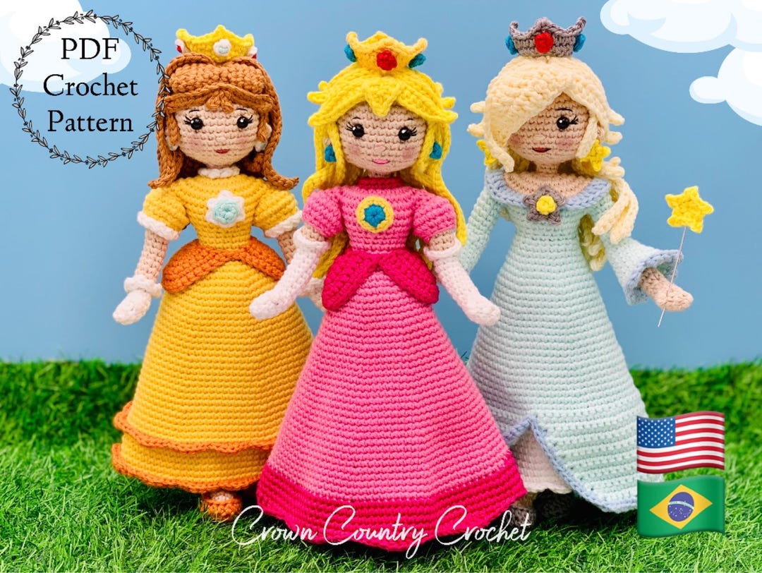 Gamer Princess Crochet Doll Pattern Pack: Peach, Daisy, Rosalina