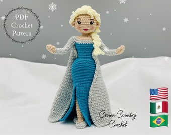 PDF PATRÓN DE CROCHET Muñeca Reina de las Nieves // Patrón Muñeca Amigurumi // Ganchillo Princesa // Ganchillo Cuento de Hadas // Ganchillo Nieve de Invierno