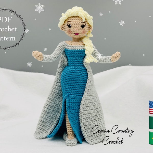 PDF CROCHET PATTERN Snow Queen Doll // Amigurumi Doll Pattern // Princess Crochet // Fairytale Crochet // Winter Snow Crochet