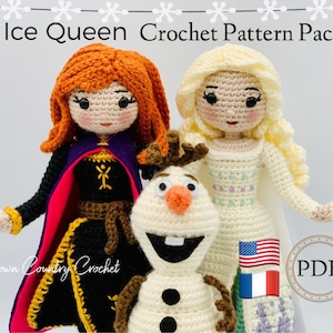 PDF CROCHET PATTERN Pack Ice Queen Bundle // Fairytale Crochet // Amigurumi // Princess Crochet // Snowman Crochet // Snow Queen Crochet