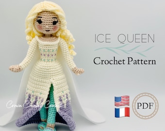 PDF CROCHET PATTERN Ice Queen Doll // Snowman Crochet // Amigurumi Crochet // Doll Crochet // Fairytale Crochet // Princess Crochet //