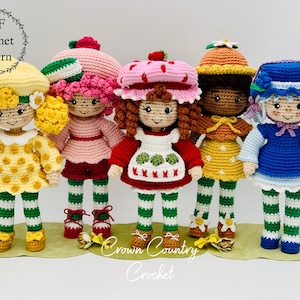 Fruit Doll Crochet Pattern Pack: Strawberry, Lemon, Raspberry, Blueberry Orange (PDF Pattern)