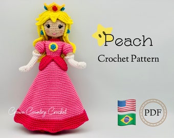PDF CROCHET PATTERN Peach Doll // Princess Crochet // Video Game Crochet // Mario Crochet // Doll Crochet // Amigurumi Doll Pattern