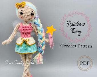 PDF CROCHET PATTERN Rainbow Fairy Doll // Amigurumi // Doll Crochet // Amigurumi Doll // Fairytale Crochet // Fairy Toy Crochet Pattern