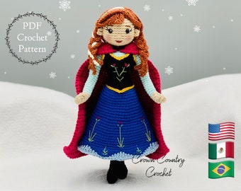 PDF PATRÓN DE CROCHET Muñeca Princesa de Invierno // Muñeca Amigurumi // Princesa Crochet // Ganchillo Cuento de Hadas // Patrón Crochet Libro de Cuentos