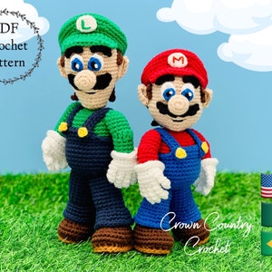PDF HÄKELANLEITUNG Klempner Hero Team Mario und Luigi Fan Art Dolls // Gamer häkeln // Amigurumi // Nostalgische häkeln // Puppe häkeln