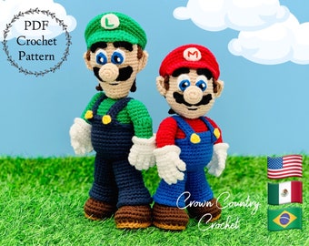 Mario and Luigi Crochet Doll Pattern: Gamer Fan Art Amigurumi (PDF Pattern)