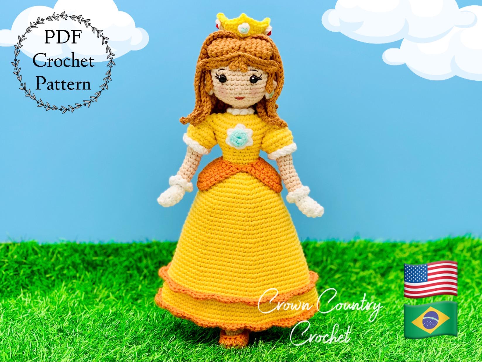PDF CROCHET PATTERN Daisy Doll // Video Game Crochet Pattern // Amigurumi Doll Crochet Pattern // Princess Crochet // Gamer Crochet Pattern