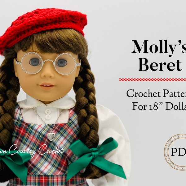 PDF CROCHET PATTERN Molly's Beret for 18" Dolls // Doll Clothing Crochet // Doll Hat Crochet // Crochet Pattern for American Girl Doll