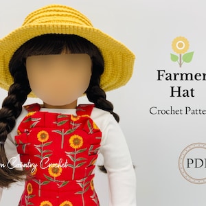 Farmer Hat Crochet Pattern for 18&quot; Dolls (PDF Pattern)