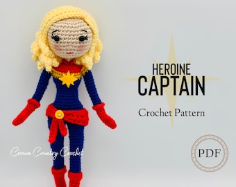Superhero Doll Crochet Pattern: Heroine Captain Amigurumi (PDF Pattern)