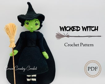 PDF CROCHET PATTERN Wicked Witch Doll // Amigurumi // Doll Crochet Pattern // The Wizard of Oz Crochet // Witch Crochet // Halloween Crochet