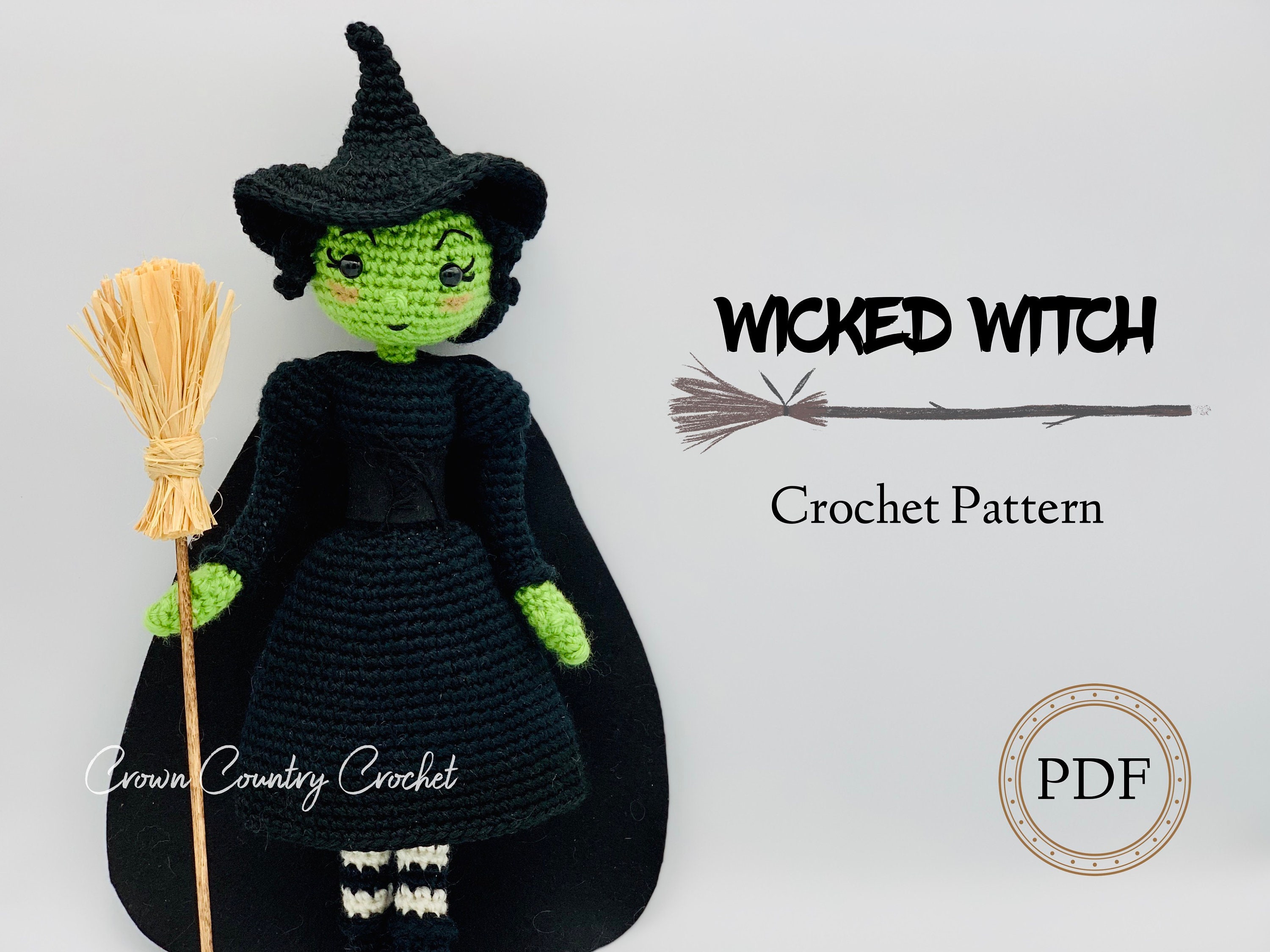 Wicked Witch Doll Crochet Pattern: Amigurumi Wizard of Oz (PDF Pattern)