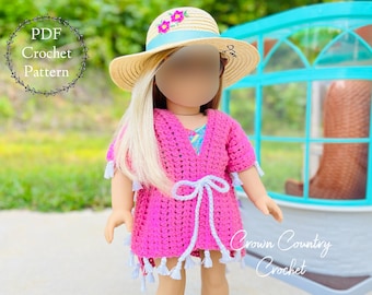 Beach Cover Crochet Pattern: 18" Doll Clothes (PDF Pattern)
