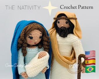 Nativity Crochet Pattern: Mary, Joseph, Baby Jesus Amigurumi (PDF Pattern)