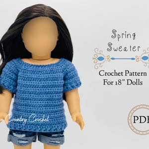 Spring Sweater Crochet Pattern for 18&quot; Dolls (PDF Pattern)