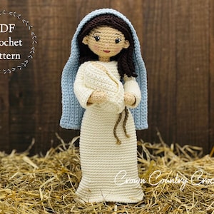 Virgin Mary and Baby Jesus Crochet Pattern: Nativity Amigurumi Doll (PDF Pattern)