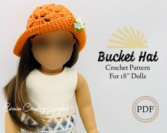 Bucket Hat Crochet Pattern for 18" Dolls (PDF Pattern)