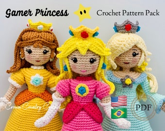 PDF GAMER PRINCESS Crochet Pattern Pack // Peach Crochet // Daisy Crochet // Rosalina Crochet // Doll Crochet // Amigurumi // Mario Crochet