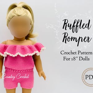 Ruffled Romper Crochet Pattern for 18&quot; Dolls (PDF Pattern)