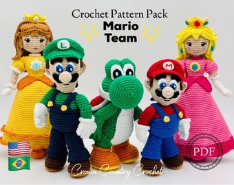 PDF HÄKELANLEITUNG für Mario Team Fan Art Dolls // Gamer häkeln // Nostalgische häkeln // Amigurumi // Puppen Häkelanleitungen